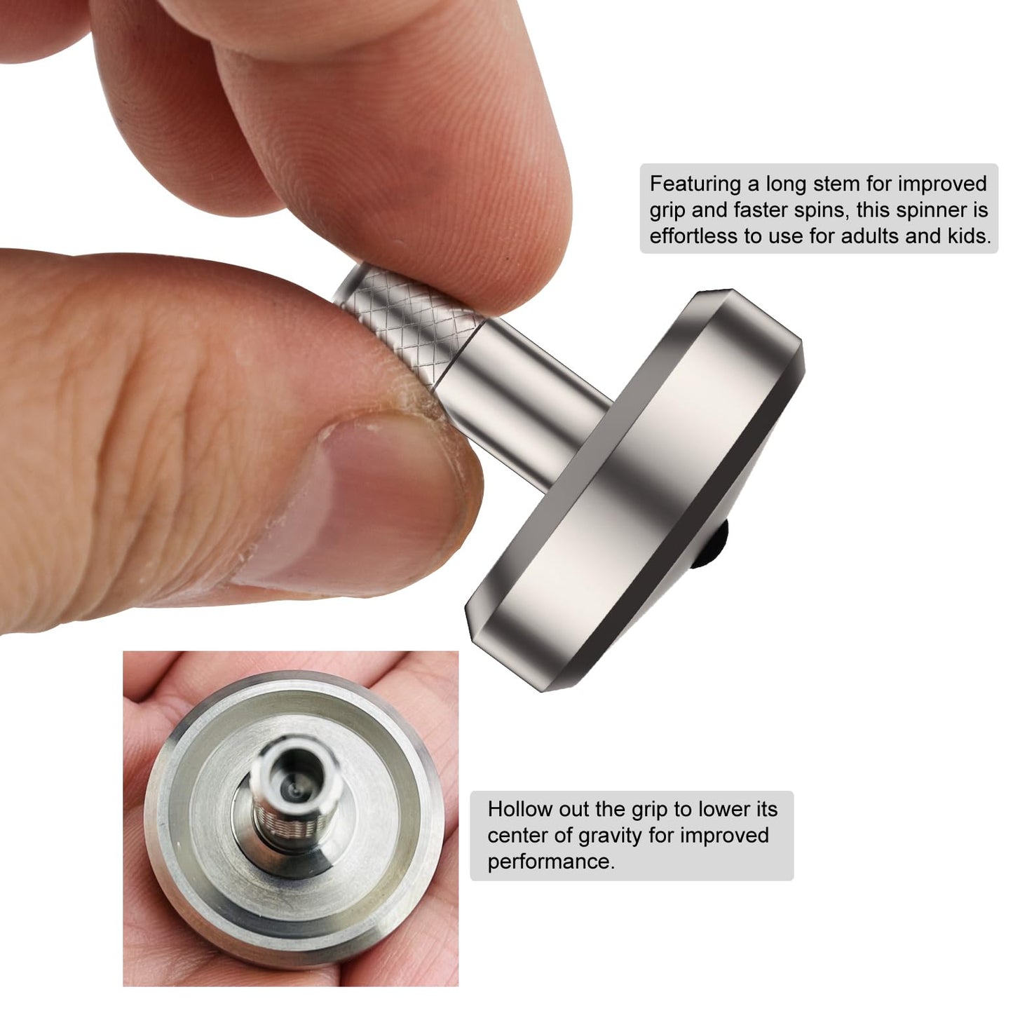Djuiinostar Premium Titanium Spinning Top: Lengthened Stem, Easy To Twirl, Decent Performance (4-7 Minutes), Cnc Machined, Great Time Killer, Edc Fidget Toy Dst-821