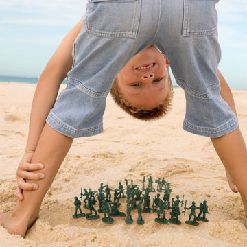 Haptime 100-Piece Army Men Toy Soldiers Set, Various Poses, Green Action Figures For Kids & Children