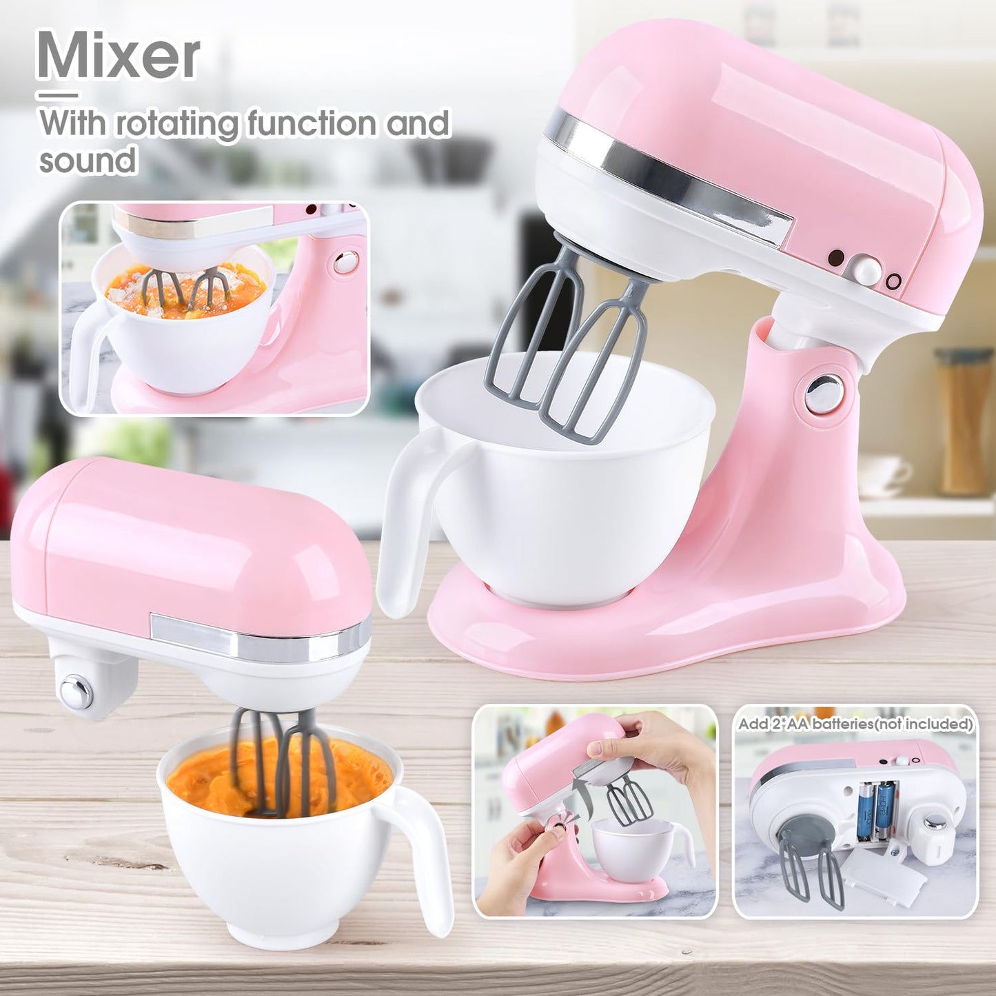 Kids Toy Kitchen Sets, Play Kitchen Accessories for Kids Ages 4-8 3-5, Kitchen Appliance Toys, Blender, Coffee Maker Machine, Mi