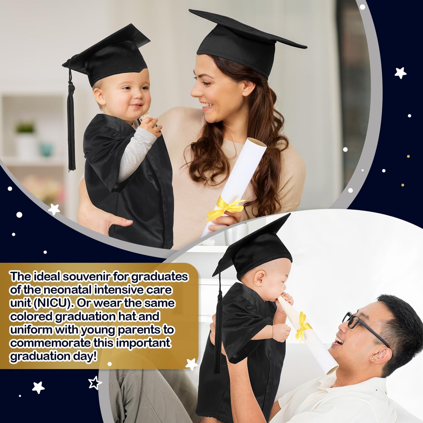 Cozypower Baby Graduation Cap and Gown for Infant Toddler Costume With Certificate for Preschool Nicu Gift (S(0-6 Months))