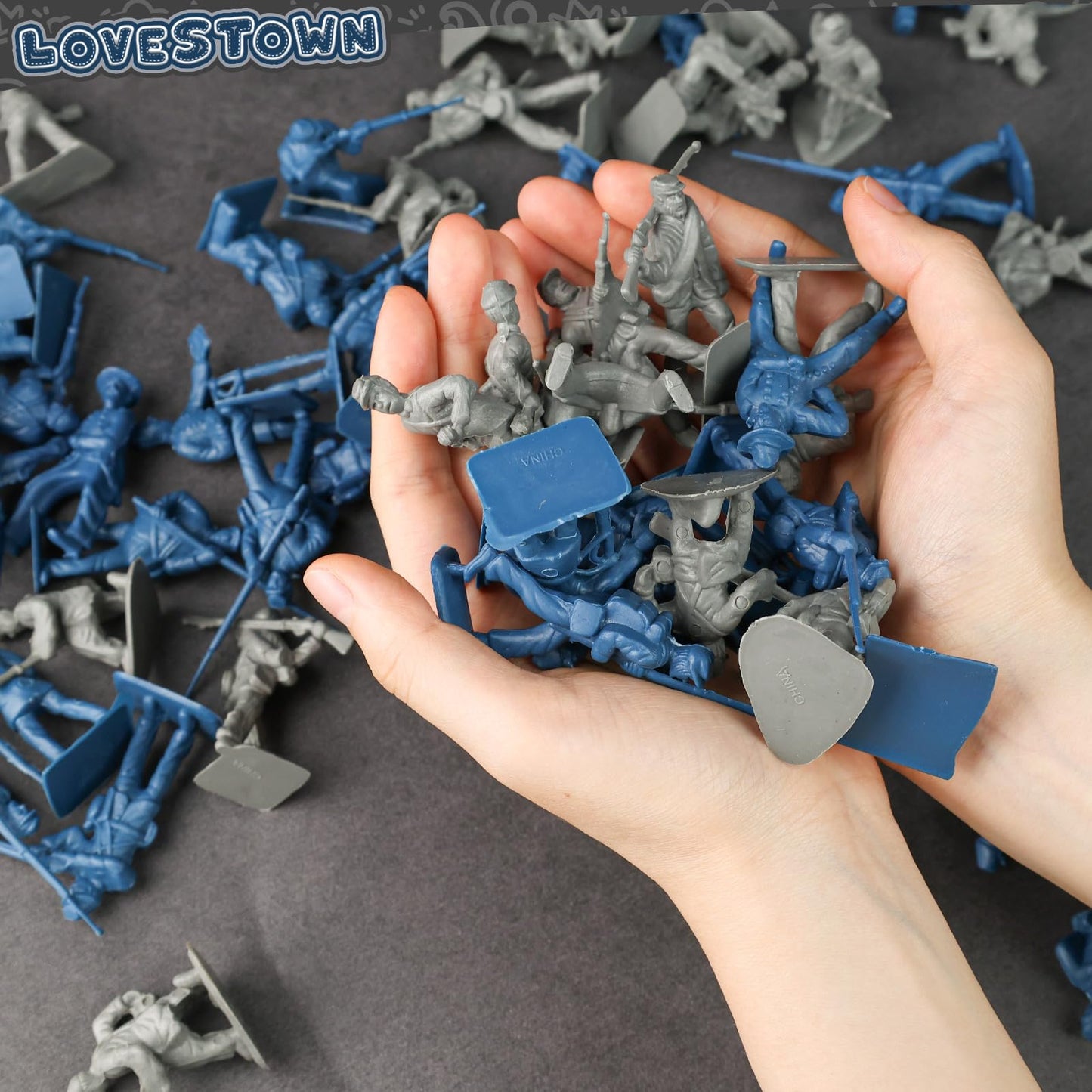 LovesTown 80PCS Army Men Toy Soldiers Plastic Civil War Army Men Military Action Figures Toy for Kids Classroom Projects History Class Lessons Birthday Gift