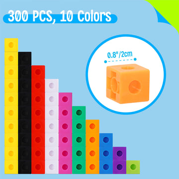 Spritegru 300Pcs Math Linking Cubes, Math Cubes Manipulative Connecting And Counting Snap Blocks For Early Math And Construction