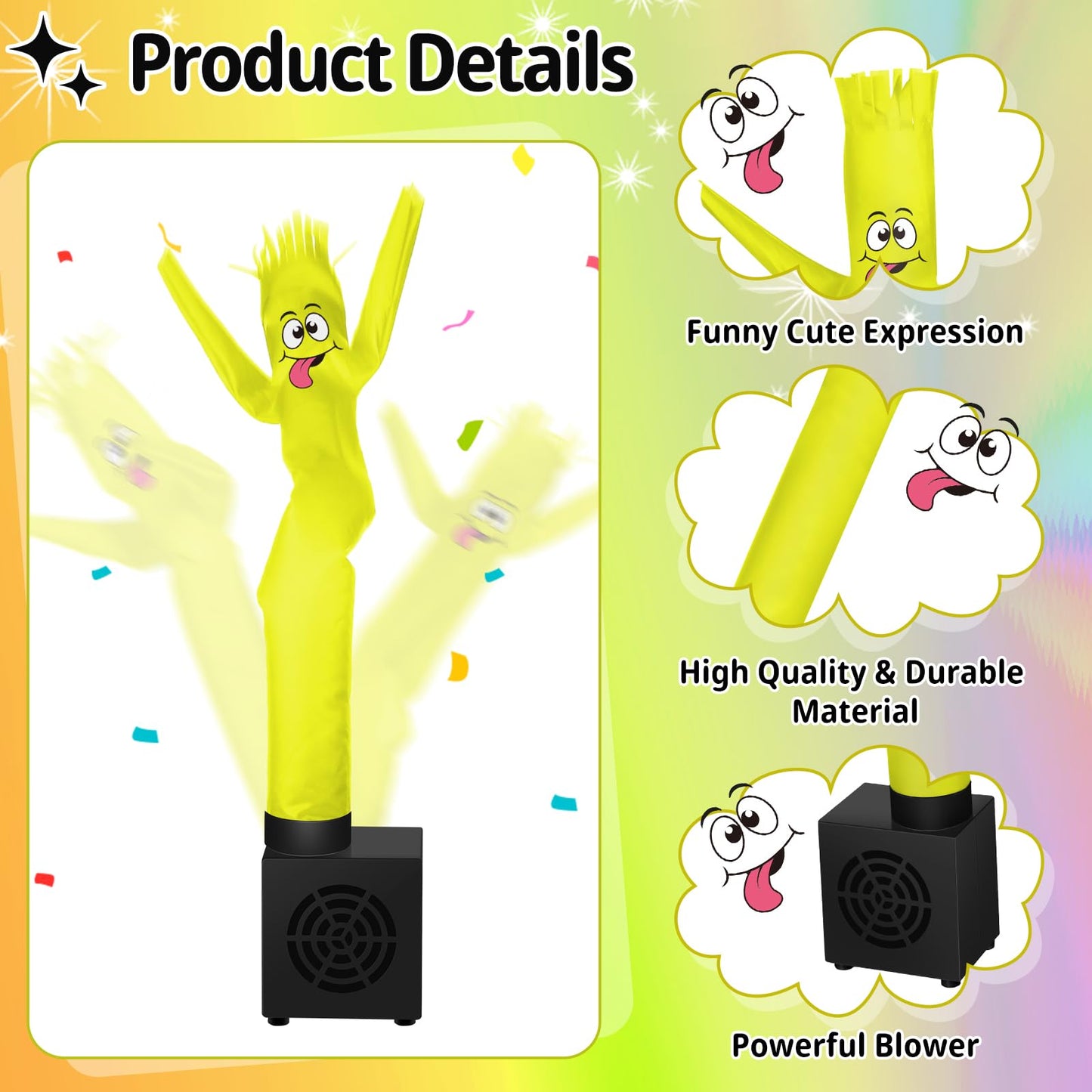 Poen Easter Mini Inflatable Tube Man Gag Funny Gift For Kids Wacky Waving Inflatable Tube Guy With Blower Joke Toy Desktop Quirky White Elephant Gift For Table Birthday Party Decor(Cute)