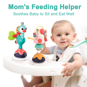 Iplay, Ilearn Baby Rattles Set, Infant High Chair Toys W/Suction Cup, Grab N Spin, Interactive Development Baby Tray Toy, Newborn Gifts For 6, 9, 12, 18, 24 Months, 1 2 Year Olds, Boys Girls Kids