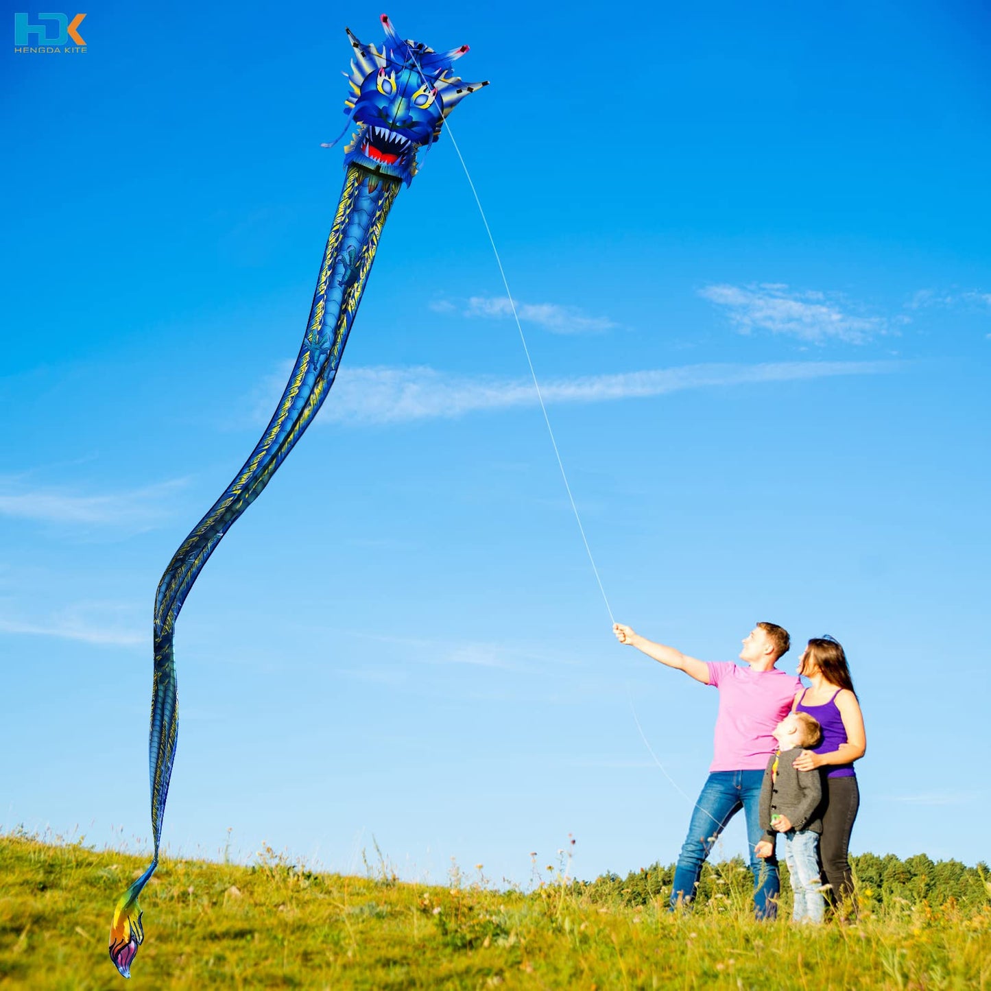 Hengda Kite Legendary Dragon Kite,Jade Dragon,For Kids And Adults,Easy To Fly,Excellent Fabric And Structure Design,Suitable For Square, Beach, Grass, Park,Excellent Gift,(35X157) In