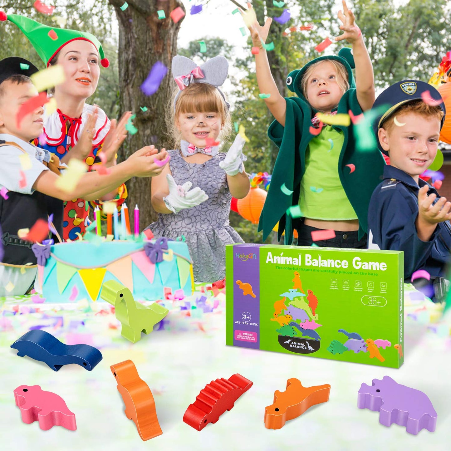 HahaGift Dinosaur Toys for Kids 3-5 Year Old Boys Gifts, Wooden Stacking Toddler Toys for 2 3 4 5 6 Year Old Boys Toys, Montesso