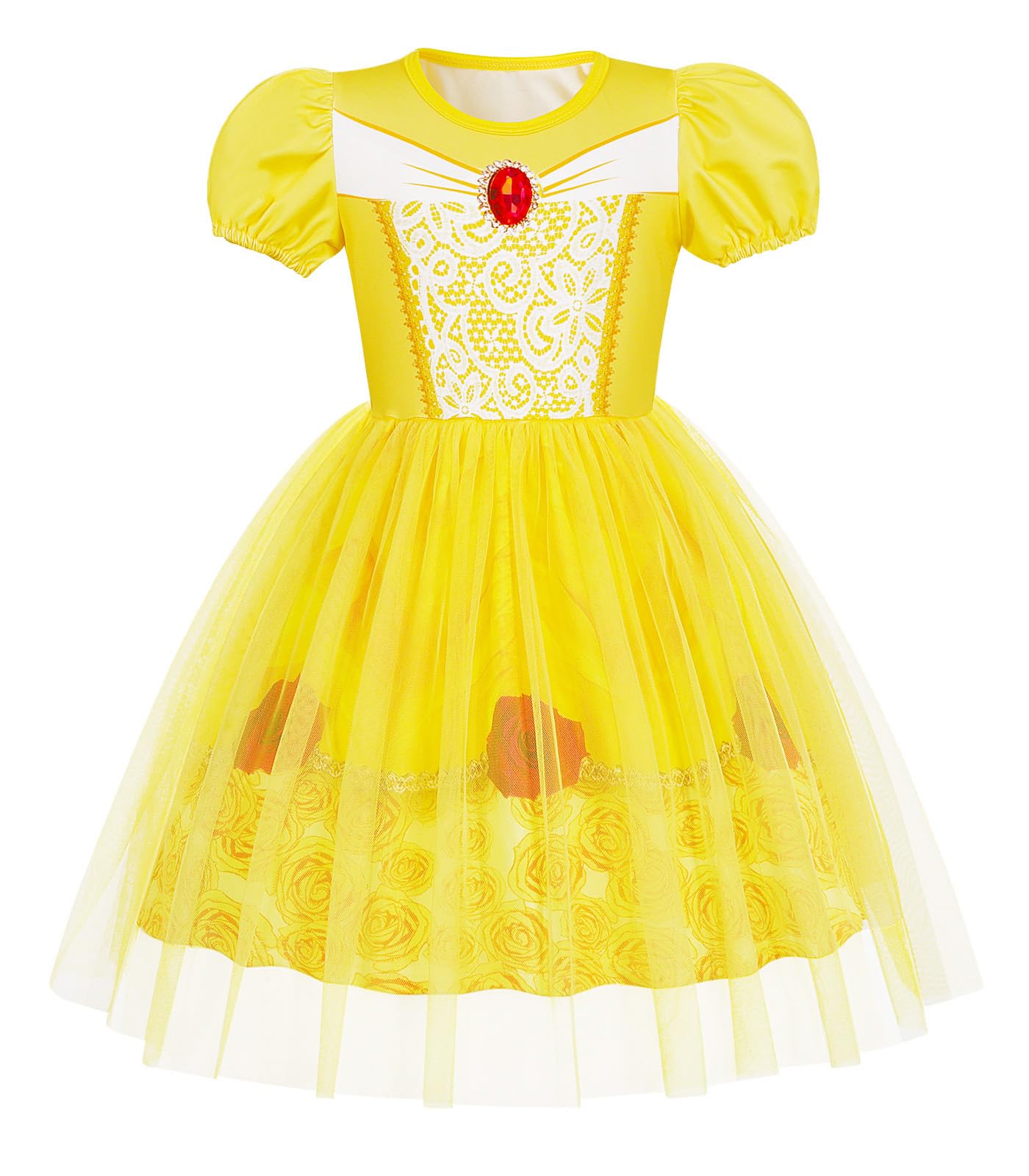 Benylion Princess Dress For Girls Princess Dress Up For 3 Year Old Girls Halloween Party Cosplay Birthday Outfit Yellow Puff Sle