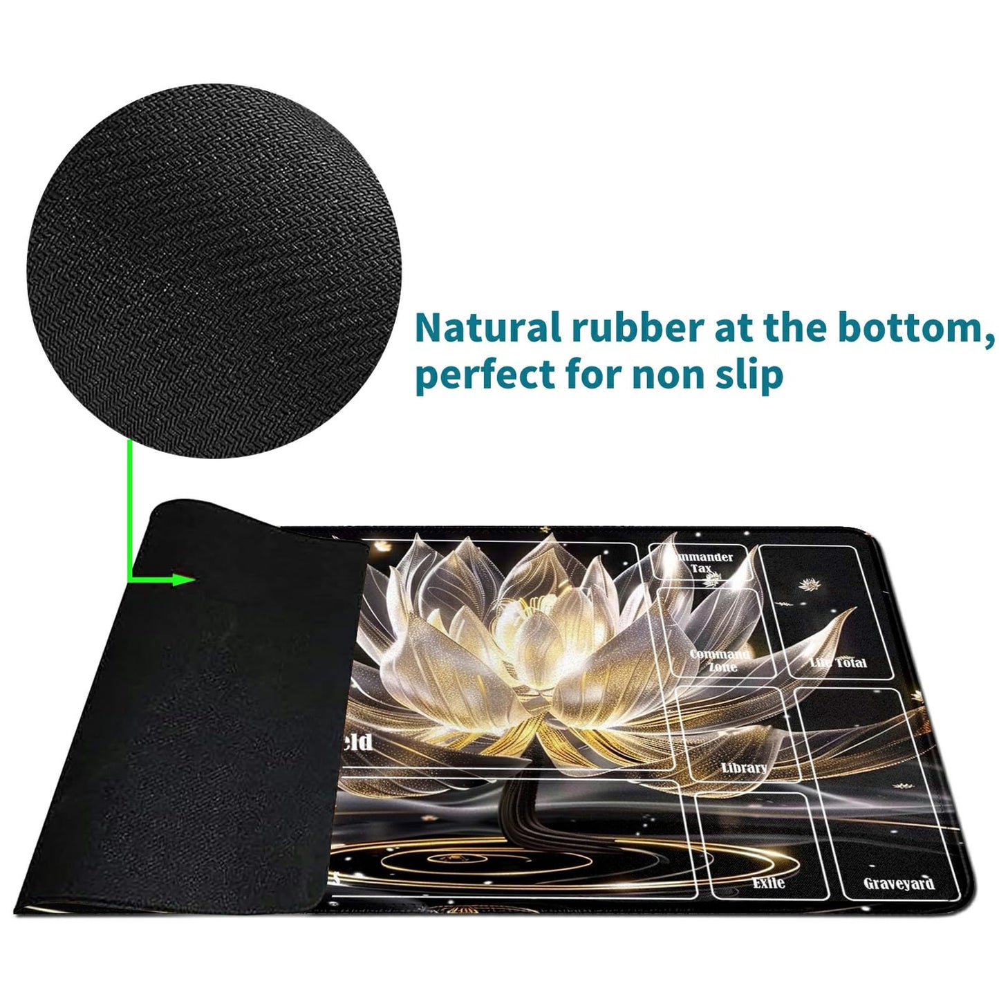 Rwutytiul Lotus Card Playmat 24 X 14 Inch With Tube Bag, Card Gameplay Mat With Zones Commander Deck Board Mtg Rpg Ccg Tcg Card