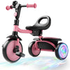 besrey Toddler Tricycle for Ages 18 Months to 5 Years, Pink, Small, Carbon Steel, with Bell, Gift for Boys & Girls