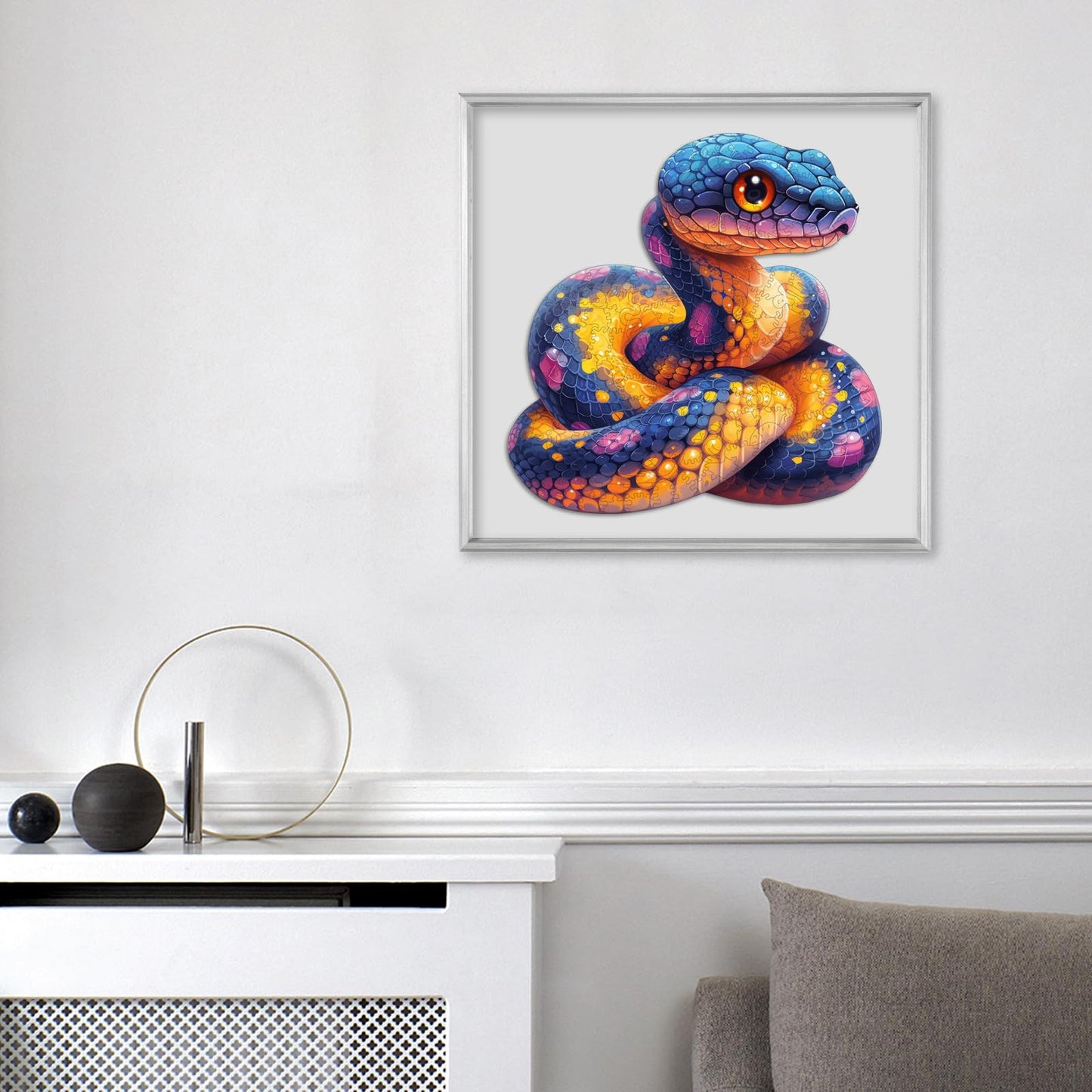 Wooden Puzzle for mature-themeds Snake Wooden Jigsaw Puzzles(10.8 * 11in-200pcs) Medium Unique Shape mature-themed Puzzles Irregular Wood Puzzles Creative Gift for mature-themeds and Kids Family Game