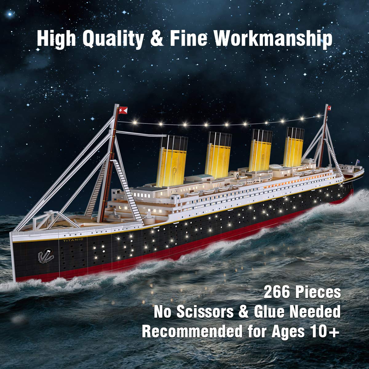 3D Puzzles For Adults - Led Titanic 35'' Large Ship - New Home Desk Decor - House Warming, Wedding, Anniversary, Valentines Day Teacher Gifts For Him Her