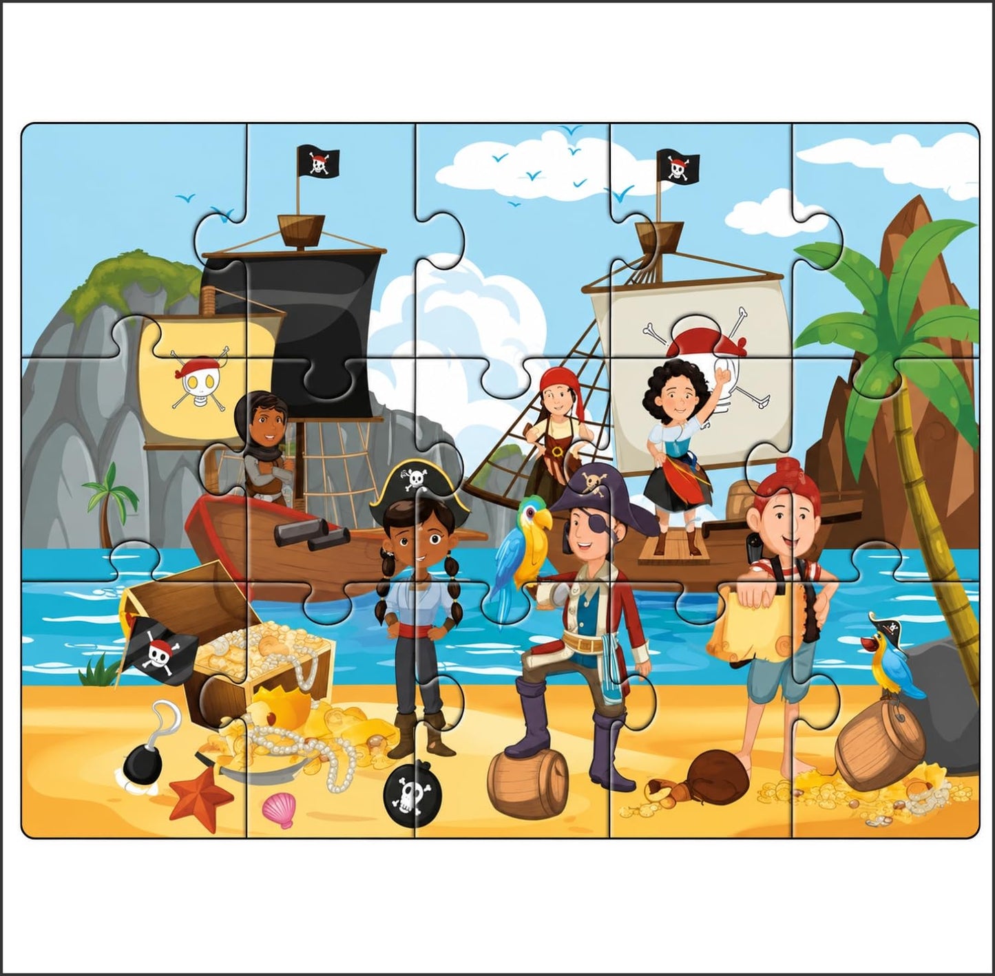 Dinosaur World Wooden Floor Jigsaw Puzzle For Kids, 15 Large Pieces, Ages 3+