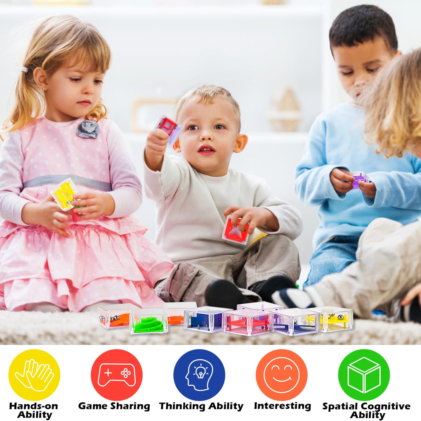 Goldge 24 Pcs Balance Iq Maze Game Toy Set - Mini 3D Brain Maze Puzzle Cubes In A Box. Fun Party Favor Games And Ideal Prizes Fo