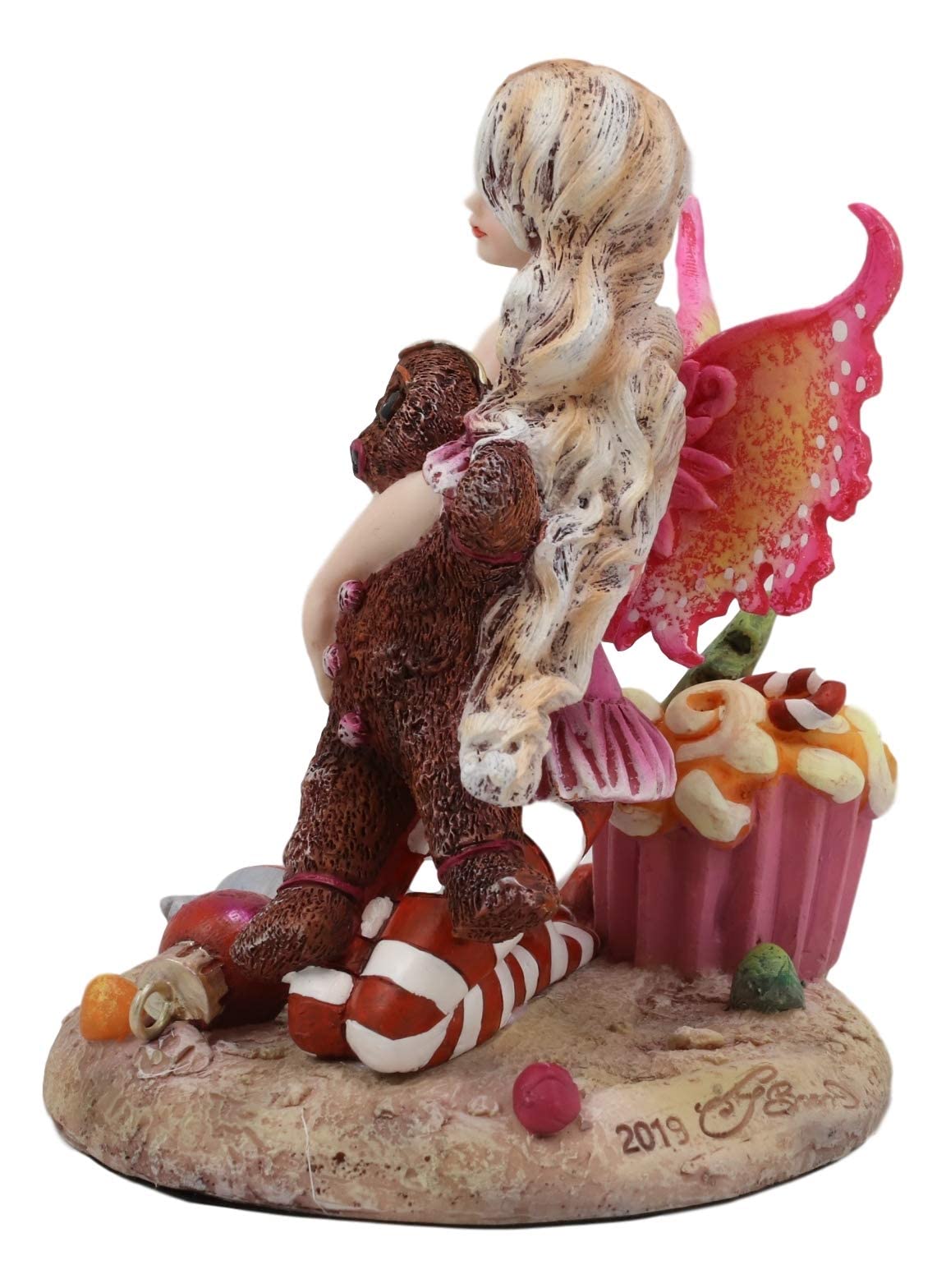 Ebros Festive Christmas Eve Holiday Fairy Hugging Gingerbread Man Statue By Amy Brown 'Twas The Night' Faery Garden Fantasy Collector Figurine As Accent Decor Or Gift Idea