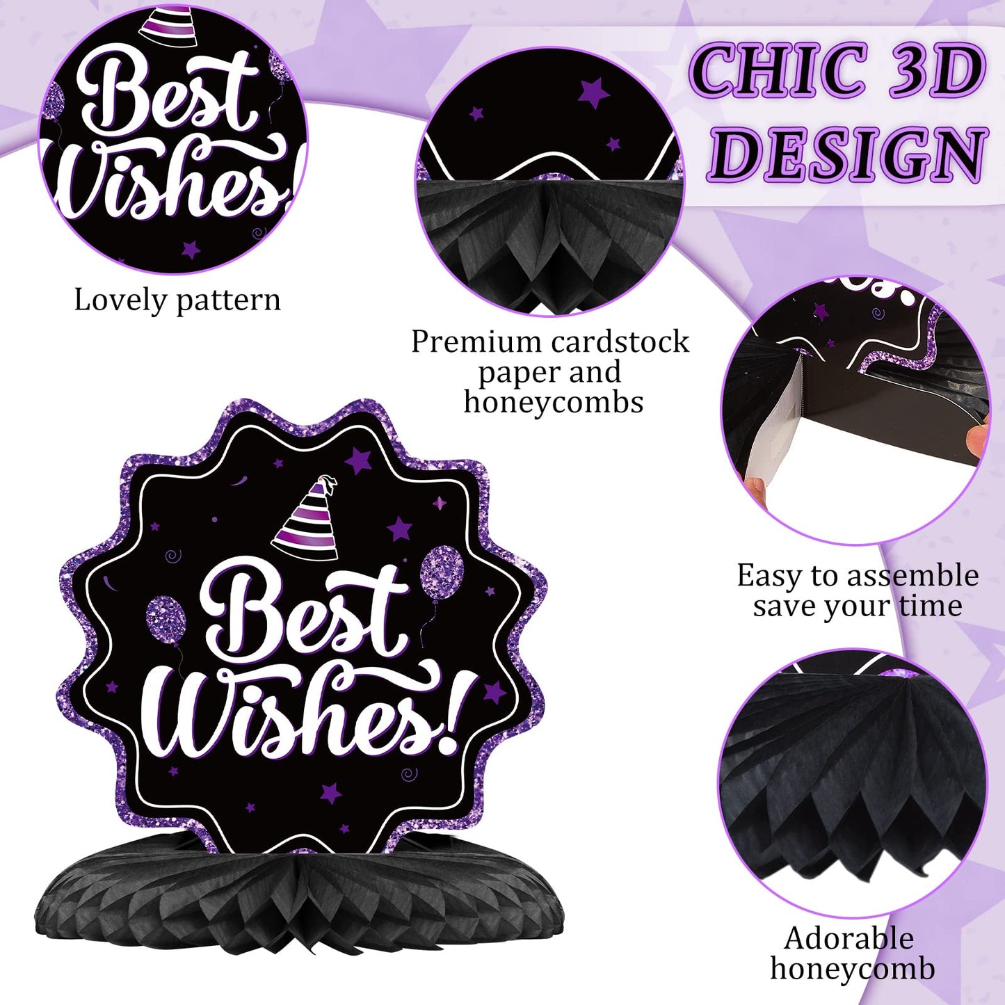 12 Pieces Happy Birthday Decorations Birthday Honeycomb Centerpieces For Table Decorations Birthday Honeycomb Table Topper For W