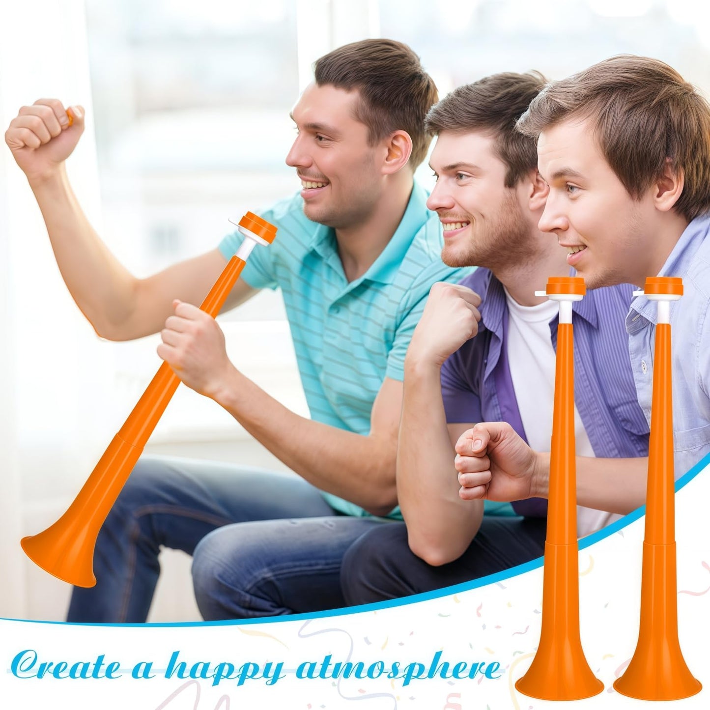 Gcqjoq 6 Pcs Collapsible Stadium Horn, 21 Inch, Plastic Vuvuzela Trumpet Noisemakers For Sports Events, Carnivals, Parties, Oran