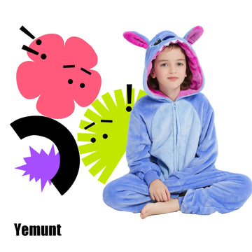 Halloween Christmas Unisex Kids Flannel Cosplay Onesie Costume Outfit Suit for Girls and Boys (Stitch 12 Years)