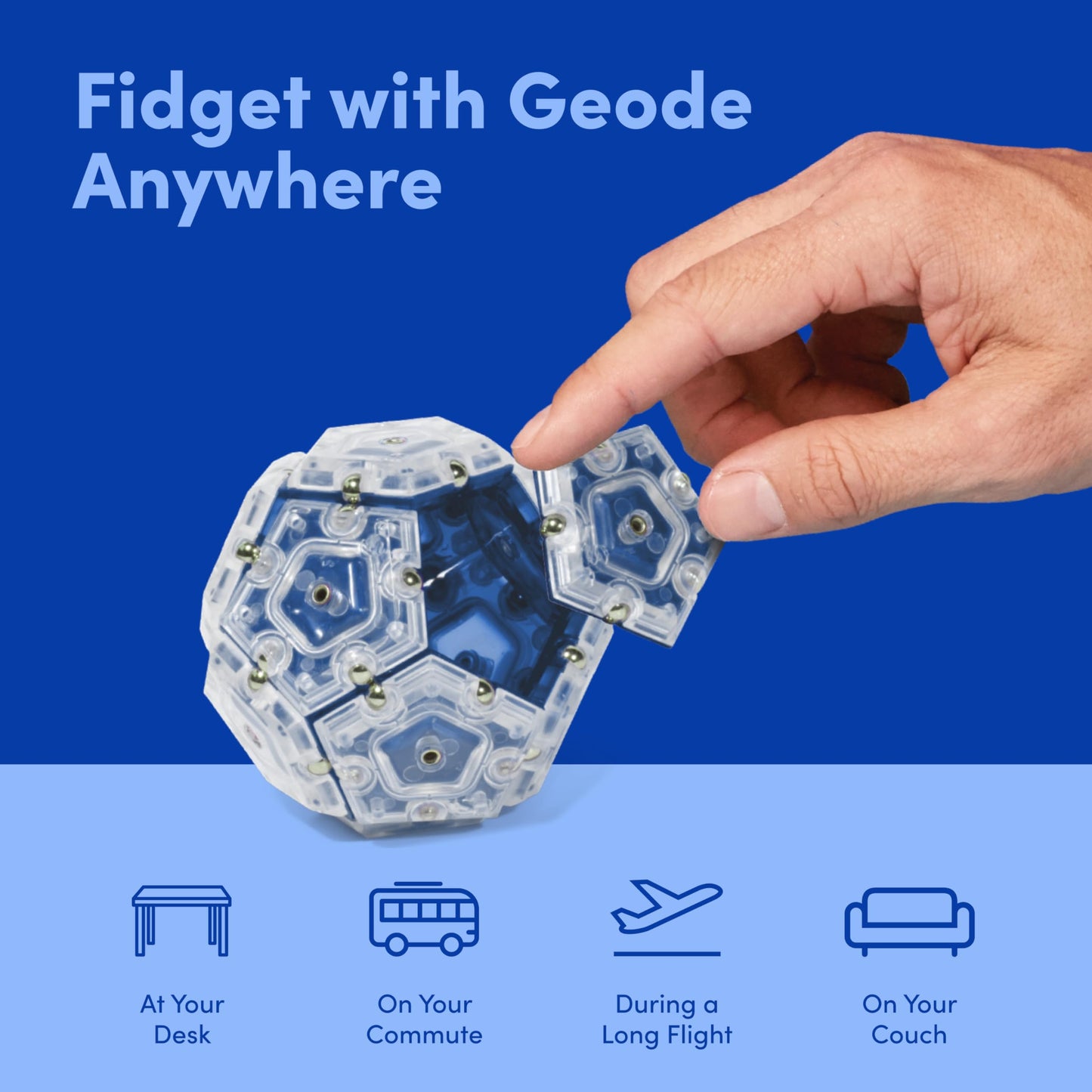 Speks Geode Magnetic Fidget Toy | Sensory Desk Toy for mature-themeds & Teens 14+ | Stress Relief Gift | Sphere Cobalt
