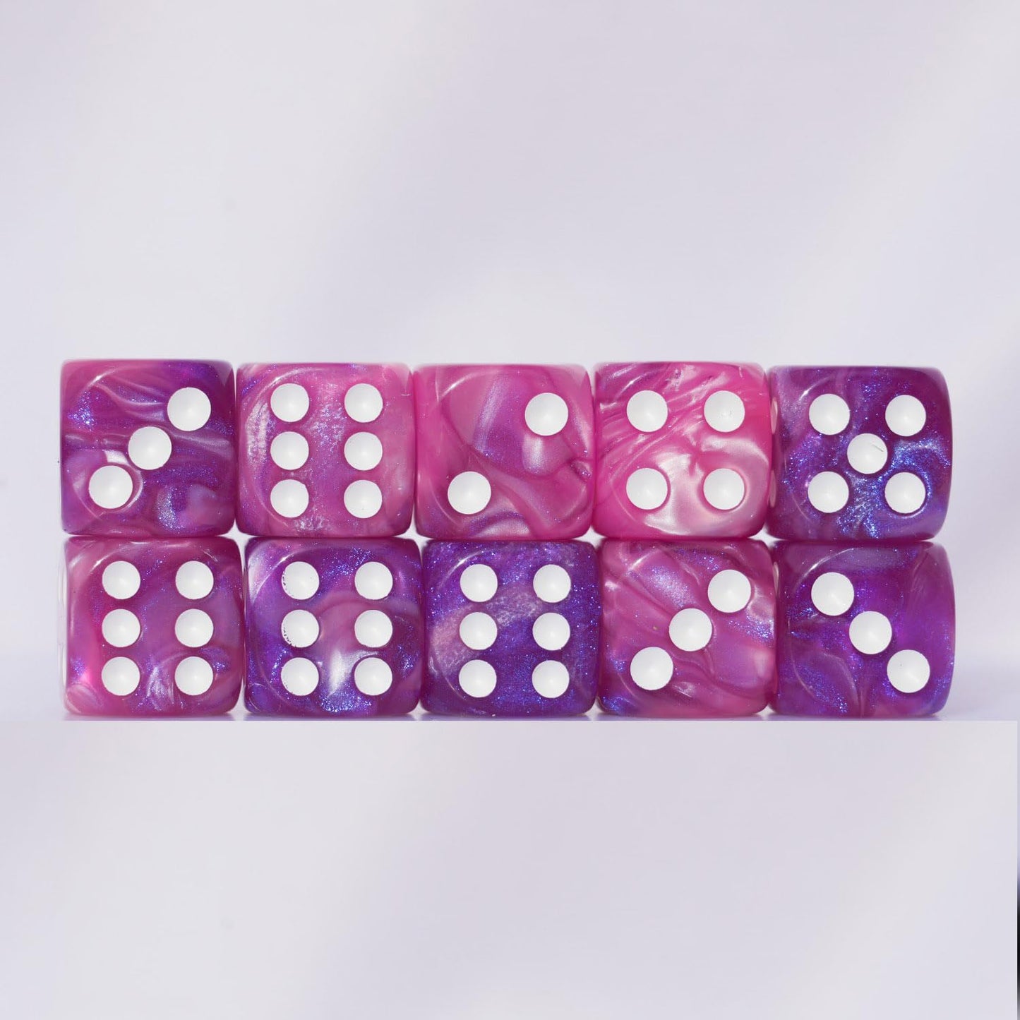 10 PC D6 dice 16mm Acrylic Dice Set for RPG MTG DND Dice Table Games and Board Games (Pink + Blue)