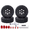 Hobbypark 1.0 Beadlock Wheels and Tires 4Pcs Metal Micro Crawler Tires with Extended Wheel Spacers Offsets for 1/24 RC Crawler C