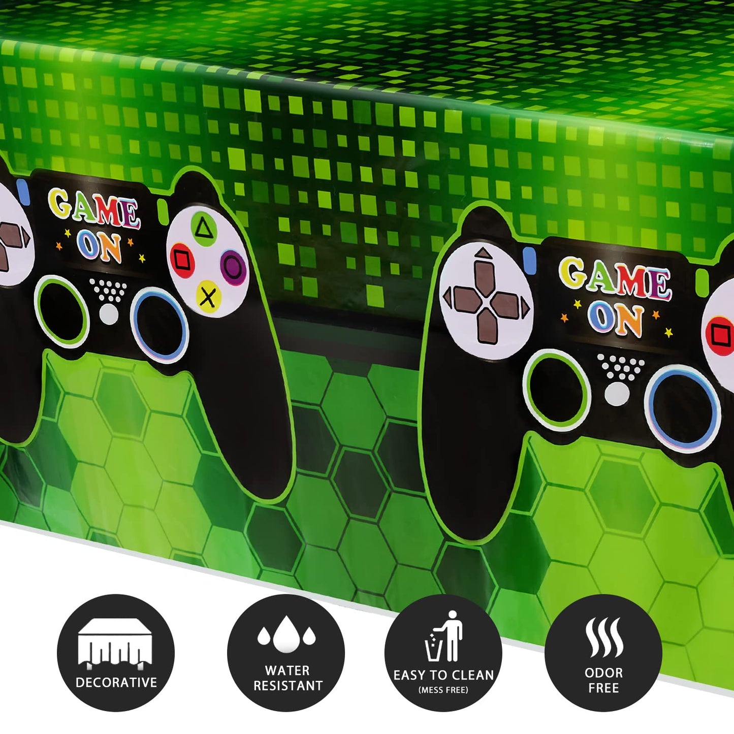 Wernnsai Video Game Table Covers - 108''X 54'' Disposable Printed Plastic Tablecloth, Party Supplies For Kids Player Geek Game Themed Party Decoration