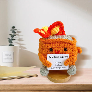 Emotional Support Dumpster- Handmade Crochet Dumpster Fire Doll, Christmas Dumpster Fire Knitting Toy Ornaments With Positive Ca