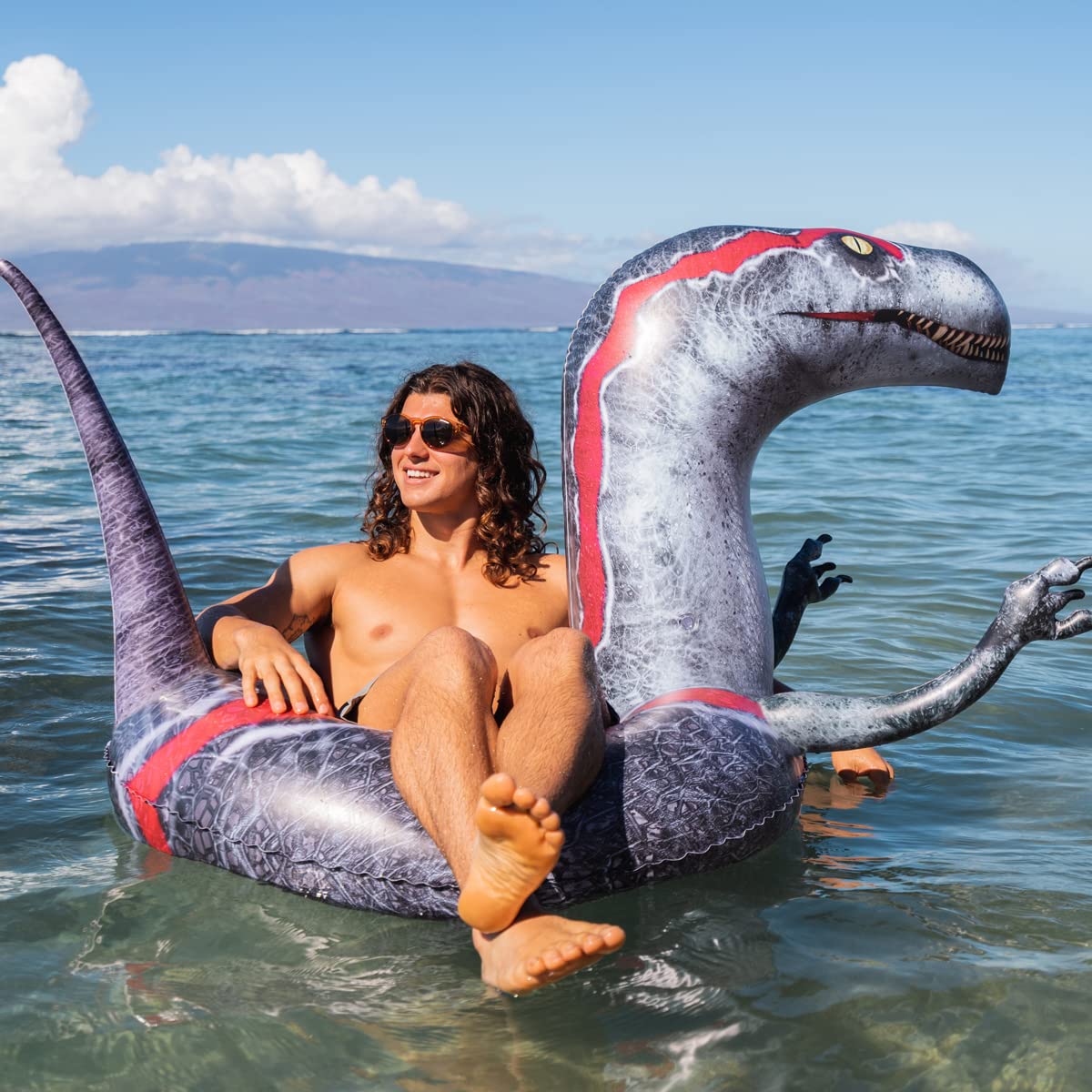 Poolcandy Inflatable Animal Swim Ring Pool Tube Velociraptor. This Furious Raptor Will Prowel The Beach, The Lake Or Your Swimming Pool.