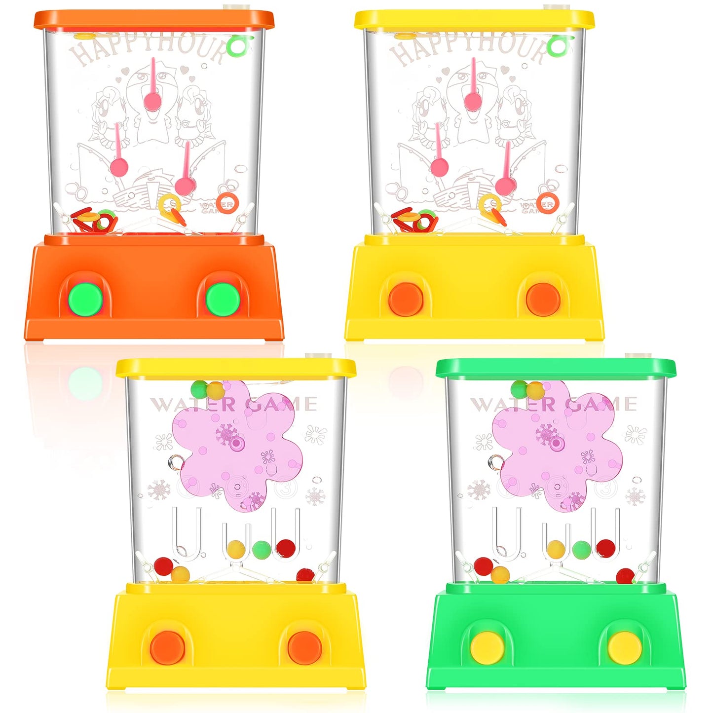 Gejoy 4 Pieces Water Games Handheld Valentines Day Gifts For Kids Mini Waterful Ring Toss Retro Pastime Toys Car Games Birthday Party Favor For Classroom Kids Adults Gifts(Cute Style)