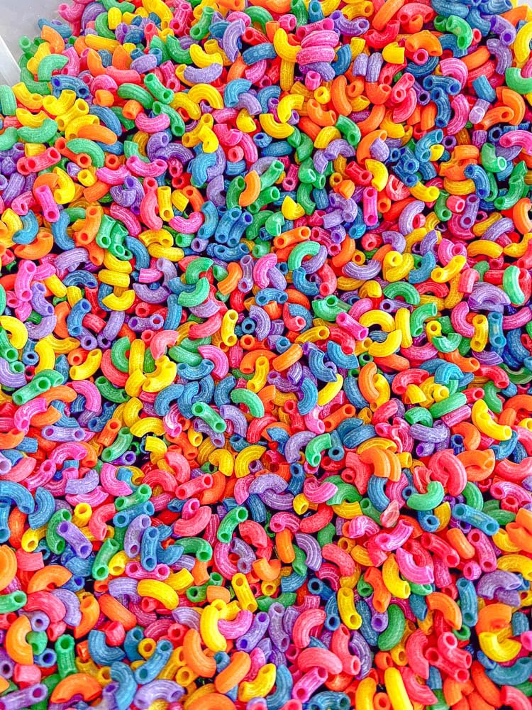 4 Cups Of Rainbow Pasta Sensory Bin Filler For Sensory Table - Elbow Noodles