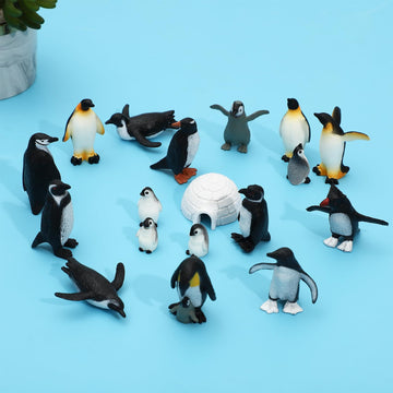 ONEST 18-Piece Mini Penguin Figurine Set – Realistic Black and White Arctic Animal Toys, Perfect for Kids’ Birthdays and Cake Toppers