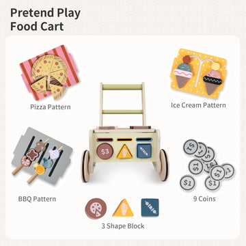 LOL-FUN Wooden Baby Walker with Wheels - Push Walker for 12 Months+ - Yellow - Ideal Gift for Baby Girls & Boys