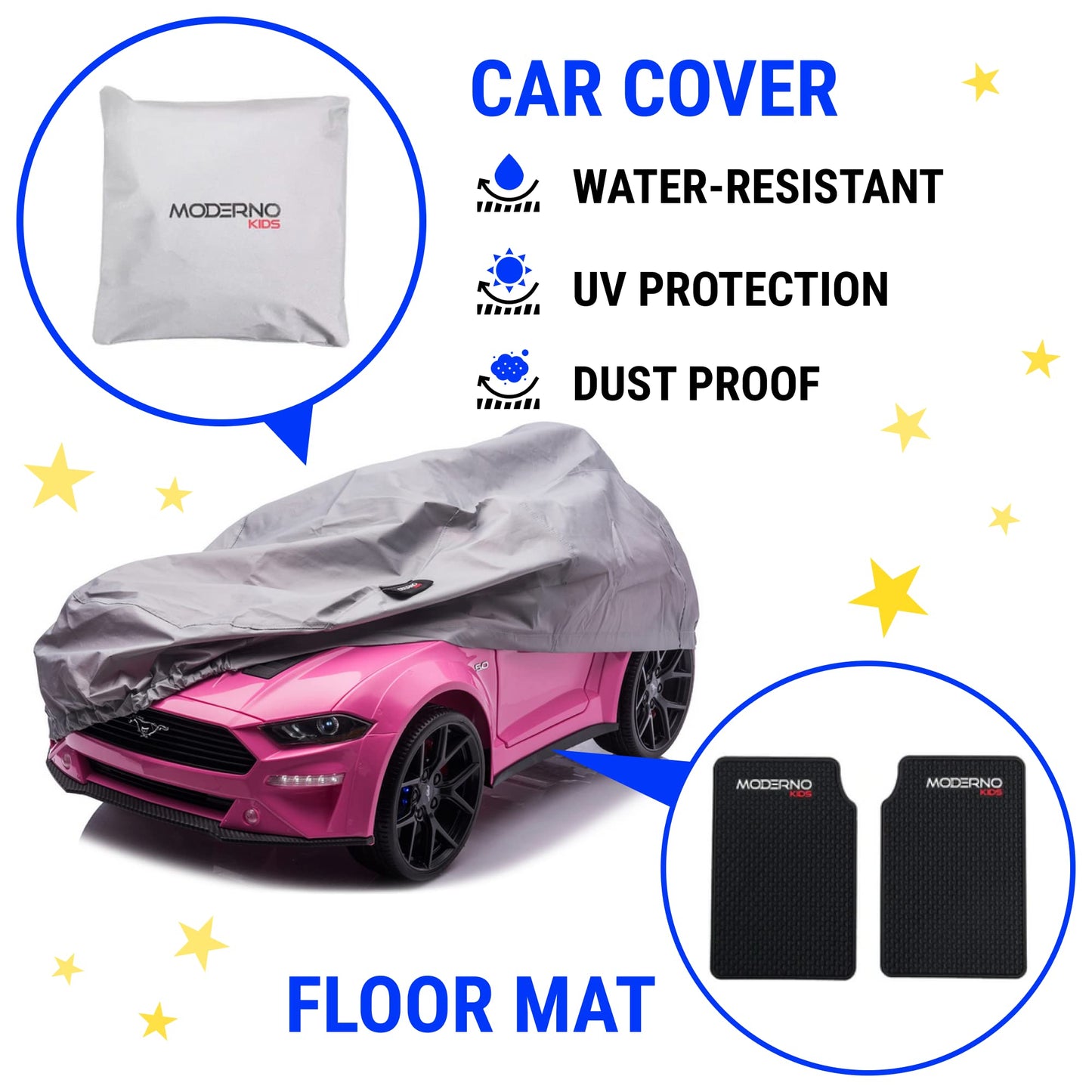 Ford Mustang 24V Ride On Kids Car 4WD Powerful Electric Vehicle, with Rubber Wheels, Bluetooth, FM Radio, Remote Control, Leathe