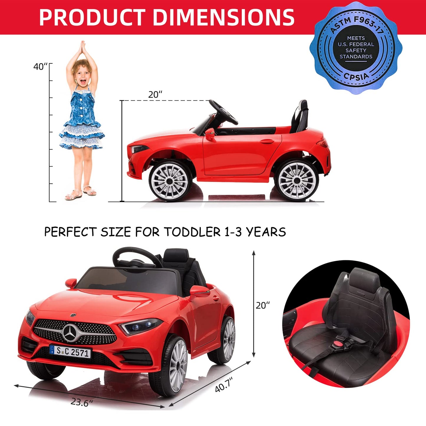 Little Brown Box Kids 12V Licensed Mercedes Benz CLS Ride on Car,Driving Battery Operated Vehicle Toy W/ Parent Remote-Control,M