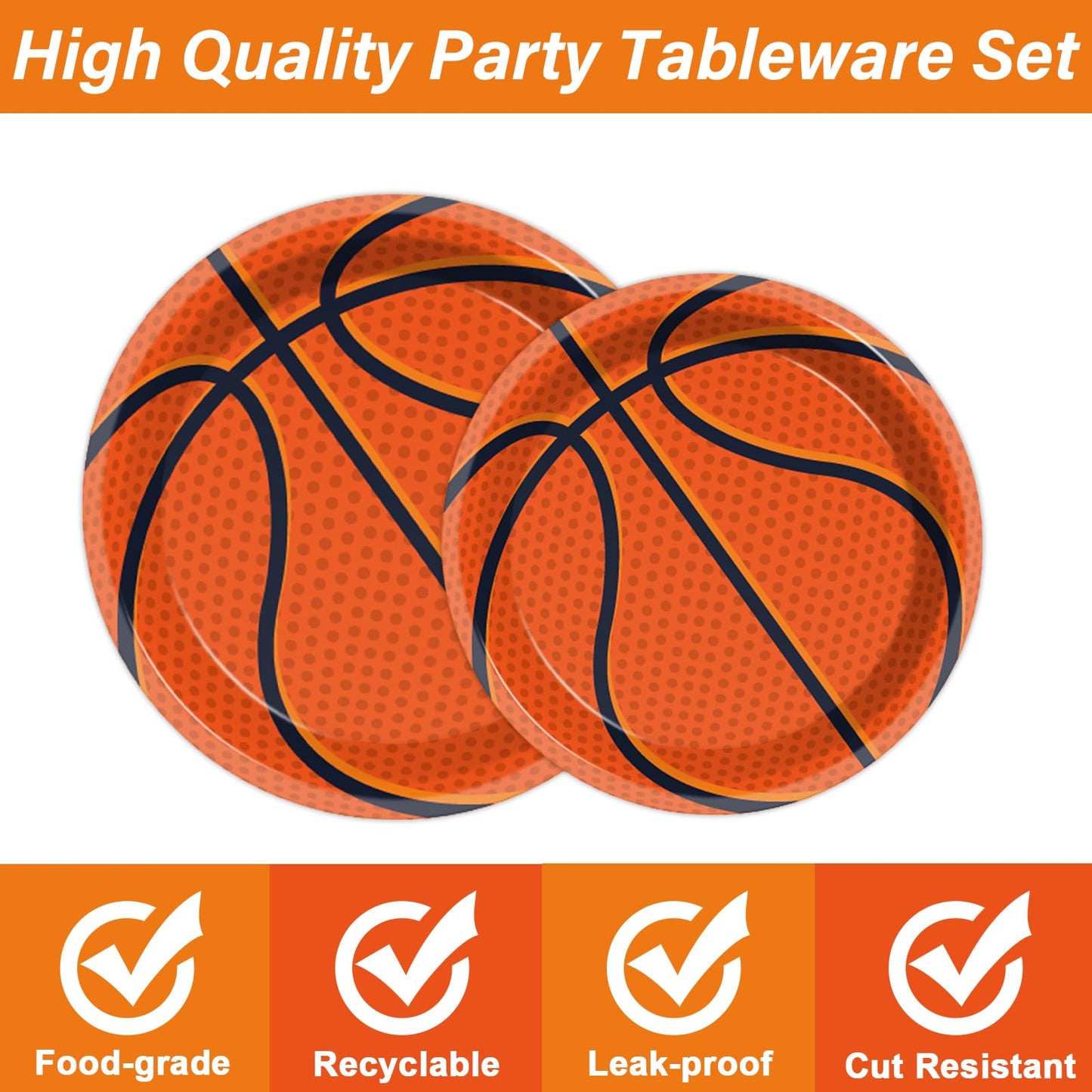 Zoiiwa 200 Pcs Basketball Birthday Tableware Disposable Basketball Plates Napkins Party Supplies Sports Theme Dinnerware Set Basketball Team Baby Shower Party Decoration Serve 50 Guest