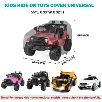 GRABADO Kids Ride-On Car Cover 2PCS, Heavy Duty 420D Waterproof, Black, Universal Fit for Power Wheels & Electric Vehicles