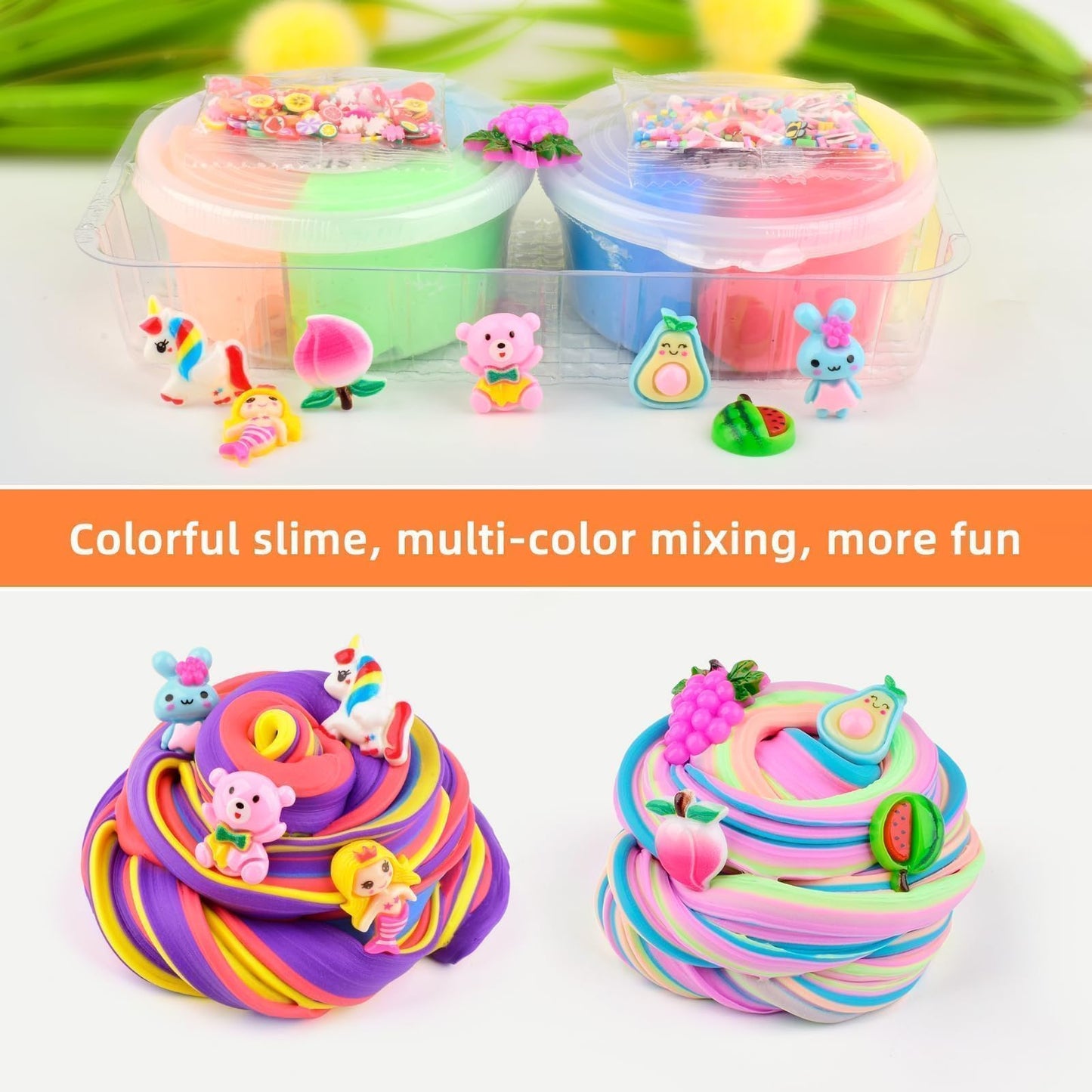 2 Pack Multi-Color Valentine'S Day Butter Slime Kit, Non-Sticky And Super Soft Perfect For Boys Girls Party Favors, Birthday Easter Gift, Diy Putty Fidget Kids Toys, Large Capacity (120 * 2)