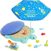 Turtle Sandbox with Lid & Adjustable Umbrella, Kids Sand Box with Sand Molds and Shovels Set for Sensory Play, Toddler Outdoor I