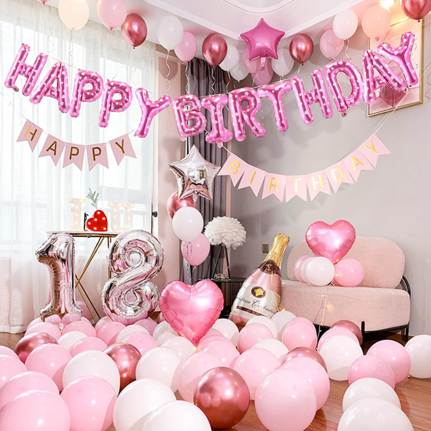 Canrevel Happy Birthday Banner 13Pcs 16 Inch Mylar Foil Letters Balloons Birthday Party Decorations For Kids And Adults - 3D Pin