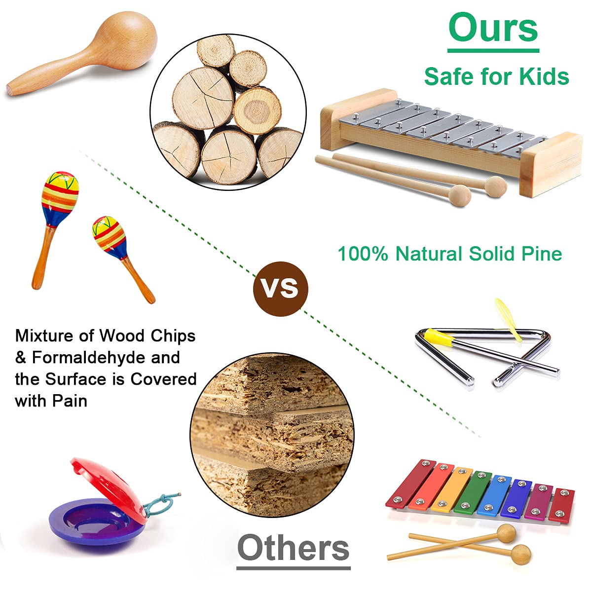 Looikoos Toddler Musical Instruments International Natural Wooden Music Set For Toddlers And Kids - Eco Friendly Preschool Educational Musical Toys With Storage Bag