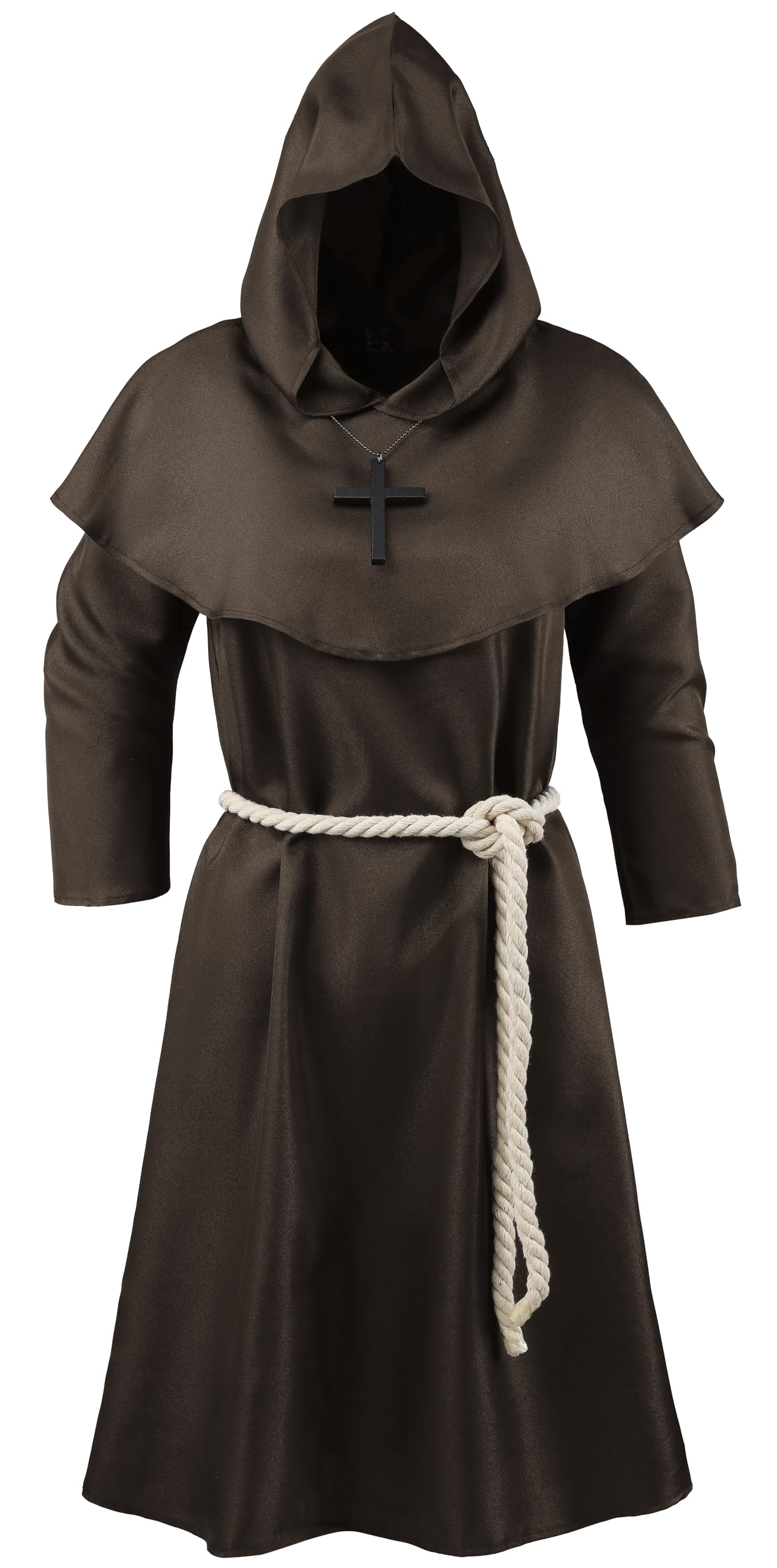 Knelor Kids Medieval Friar Monk Hooded Robe Renaissance Priest Hooded Robe Cloak Halloween Cosplay Costume