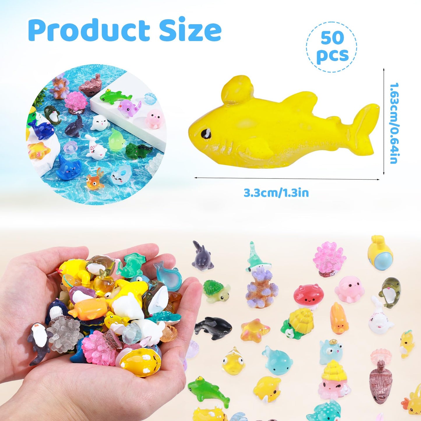 dsooldre 50pcs Mini Ocean Resin Animals Tiny Sea Animals Figurines Marine Miniature Plastic Animals Aquarium Ornaments Decoratio