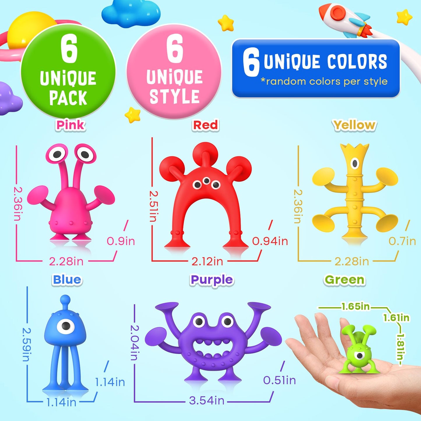 Richtim Baby Bath Toys Suction Toy: Sensory Suction Bath Toys For Toddlers, No Hole Bath Toys Suction Cup Toys, Kids Fidget Toys Window Toys For Travel Toys Gifts, Easter Basket Stuffers Egg Fillers