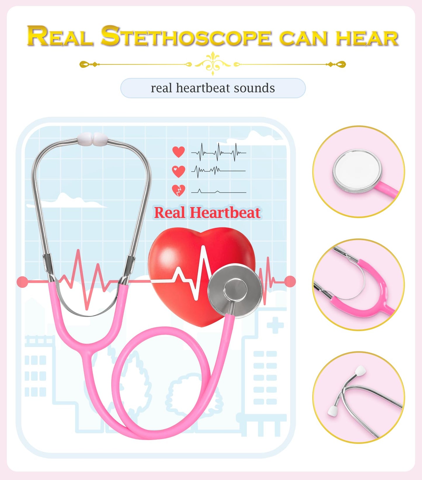 BIBUTY Doctor Costume for Kids Scrubs for Girls Boys, Pretend Play & Dress Up Clothes for Kids, Halloween Costumes for Girls Doc