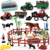 Farm Animals Figures Playset, 40 Pcs Farm Toy Tractor With Plastic Farm Animals Figurines, Farmer And Fence Farm Playset, Farm Figures Farmer Truck Toy With Trailer For Kids Boys Girls Toddlers 3+