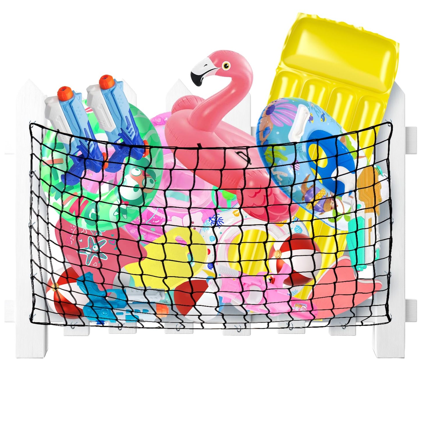 Vidoya Pool Storage Net, Pool Toy Net 71 X 47 , Elastic Mesh Net With 20 Hooks For Fence, Outdoor Pool Toy Storage For Nood