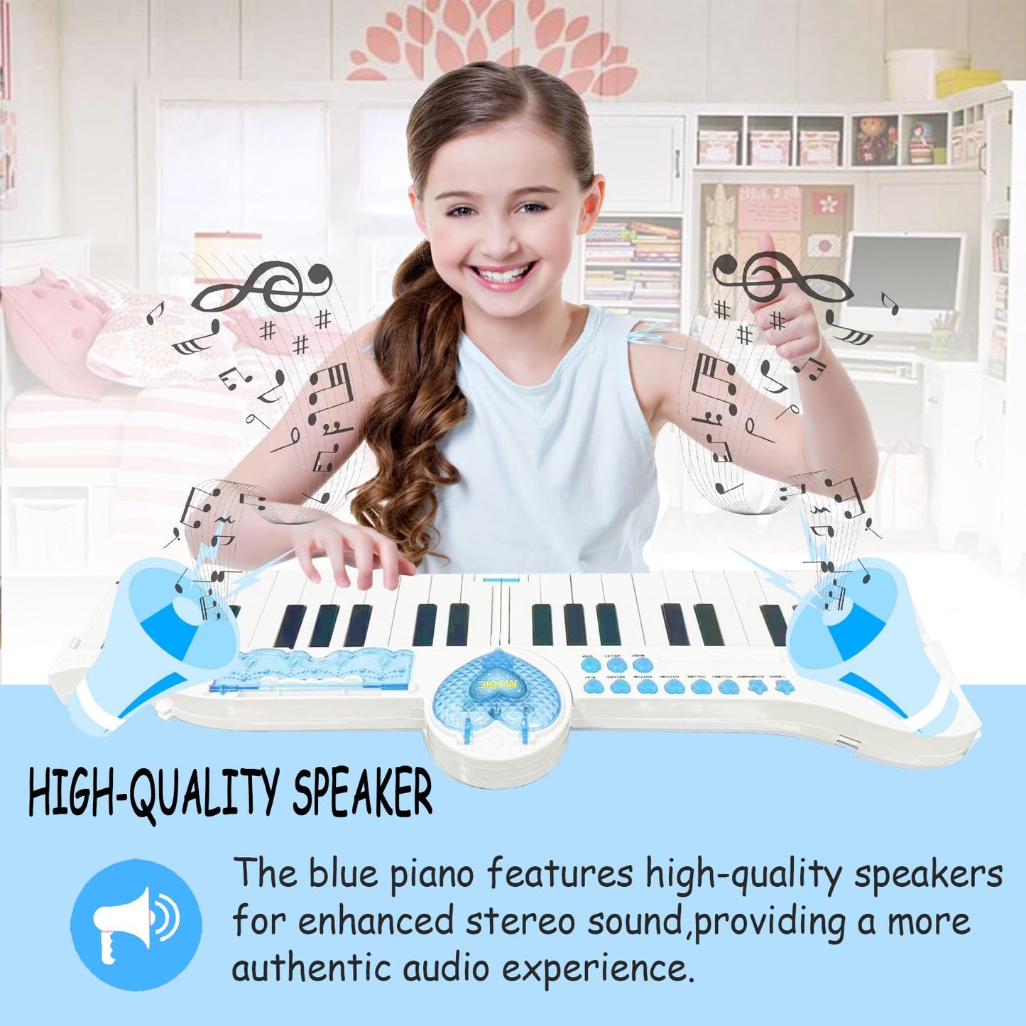 Veiuwa Kids Keyboard Piano - 40 Keys Kids Piano Multifunction Music Educational Instrument Toy Keyboard Piano For 3, 4, 5, 6, 7,