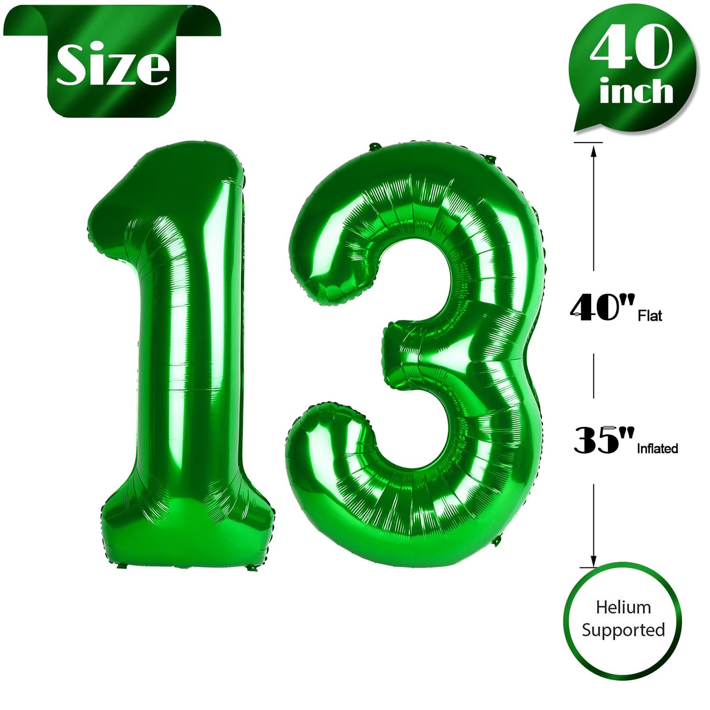 13 Balloon Number, Green Number 13Th 31Th Birthday Balloons 40 Inch, 13 Or 31 Years Old Green Birthday Decorations For Boys Girl