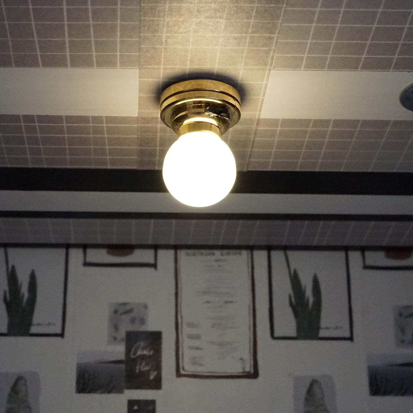 1:12 Scale Dollhouse Battery Powered Led Ceiling Light For Doll, Roombox And Diorama (Brass)