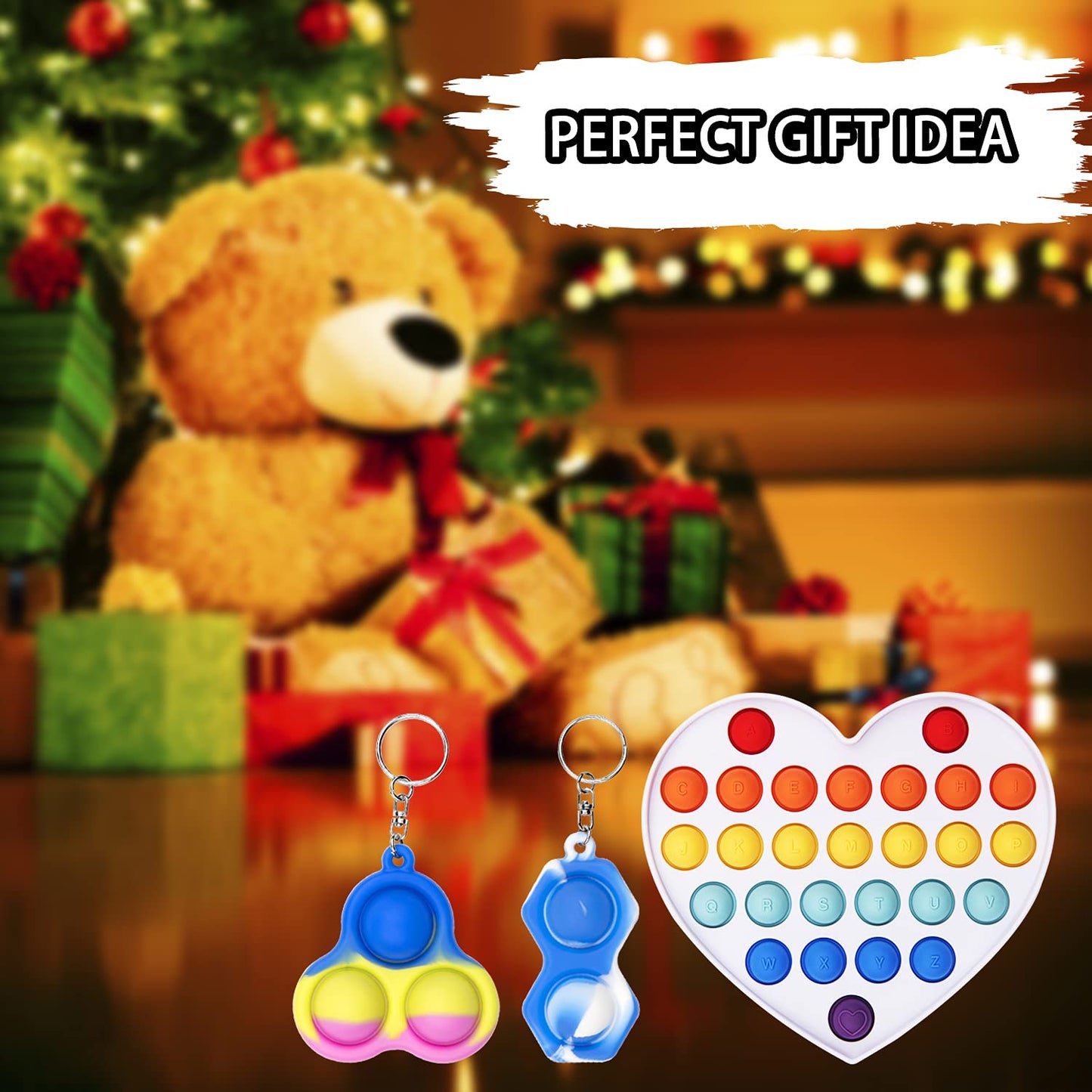 Cucue Simple Fidget Pop Toys - Portable, Calming Sensory Hand Toys For Fun & Stress Relief - Soft & Flexible Food-Grade Silicone Materials Keychain - Durable Poppers For Kids & Adults (Pack Of 3)