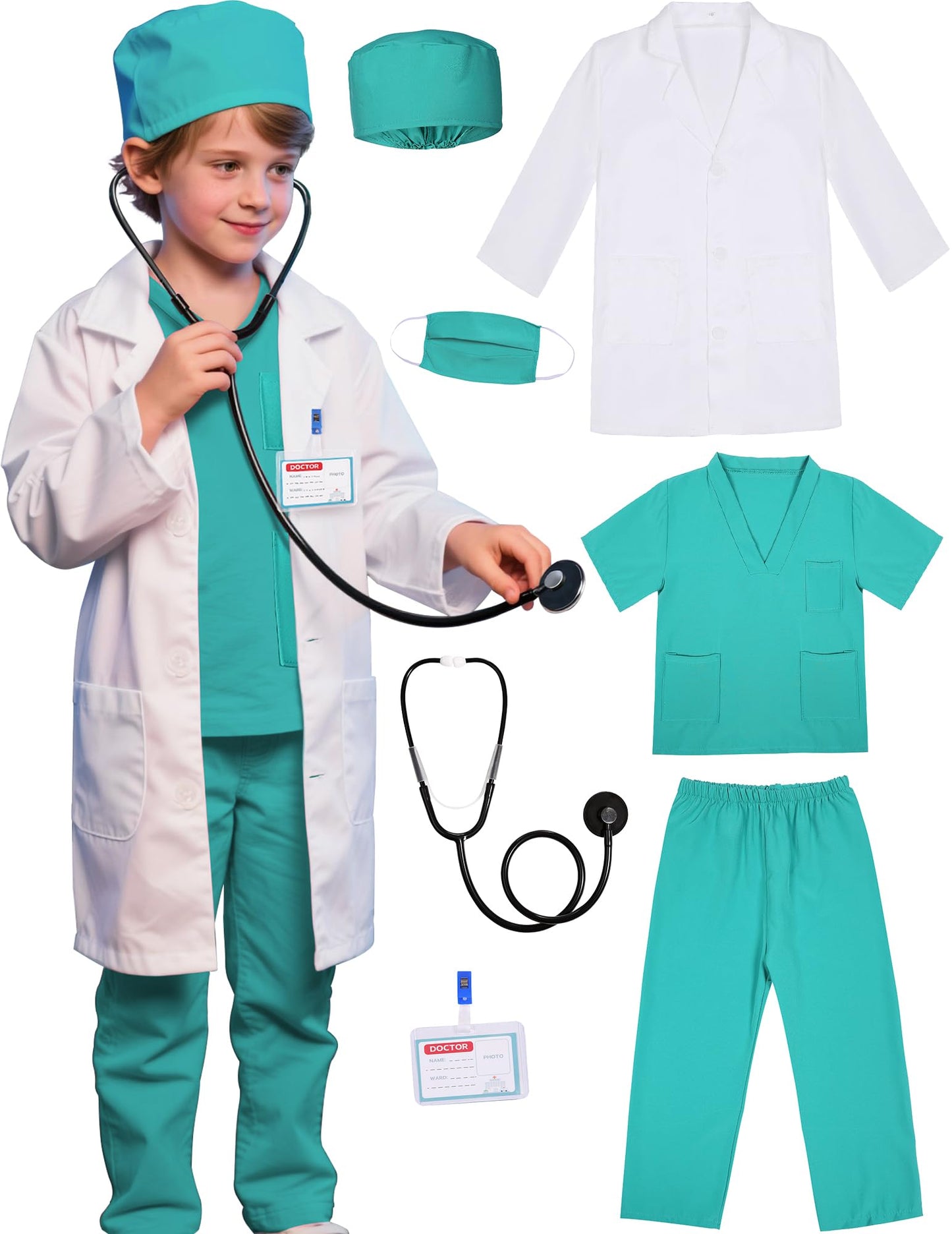 Gortykor Kids Doctor Costume Doctor Lab Coat For Boys Girls 3-10 Halloween Career Day Dress Up(4-5 Years)